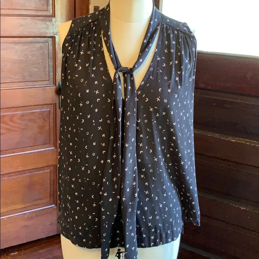 Free People sleeveless blouse with necktie